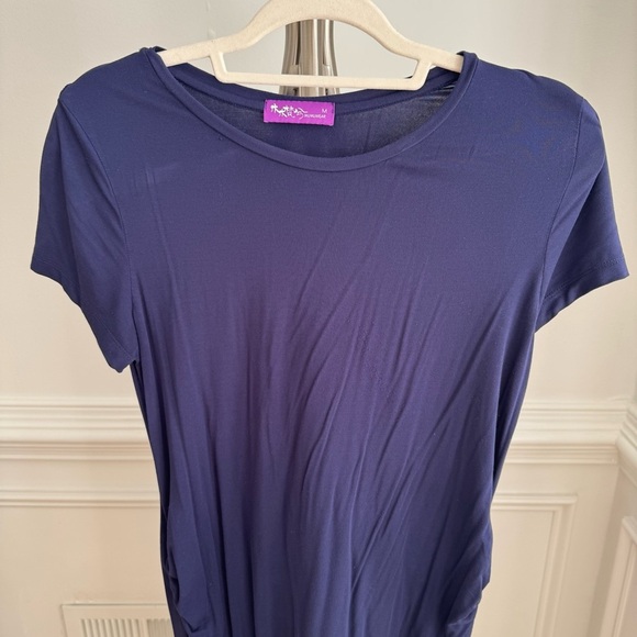 Maternity Navy Blue Midi Dress Size Medium - Picture 3 of 5